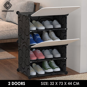 Organono DIY 2-30 Layers BLACK with CATS & DOGS DOORS Shoe Organizer - Removable Layer