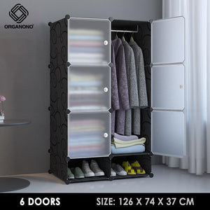 Organono DIY 6-16 MATTE DOORS with Handle Wardrobe Stackable Cabinet
