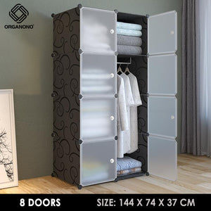 Organono DIY 6-16 MATTE DOORS with Handle Wardrobe Stackable Cabinet