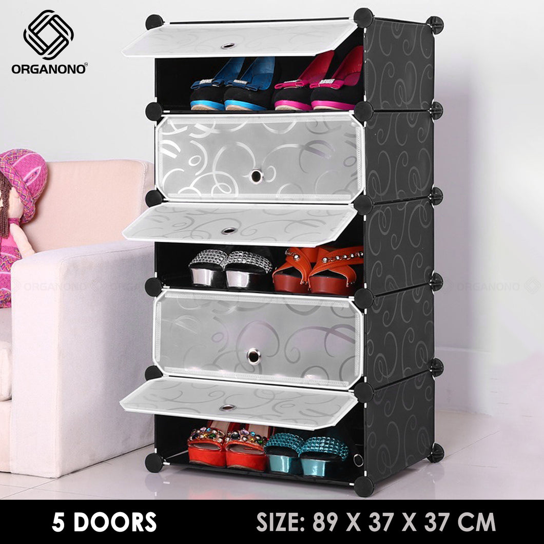 Organono DIY 5-21 Layers w/ DOORS Stackable Shoe Rack Shoe Organizer Cabinet - 35x17