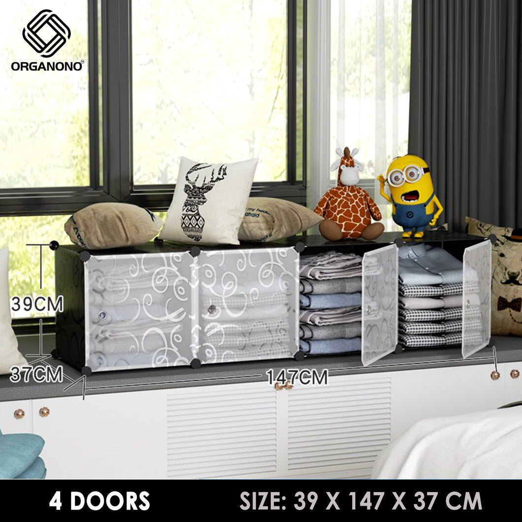 Organono DIY 2-5 Doors Multipurpose Cube Organizer Stackable Cabinet