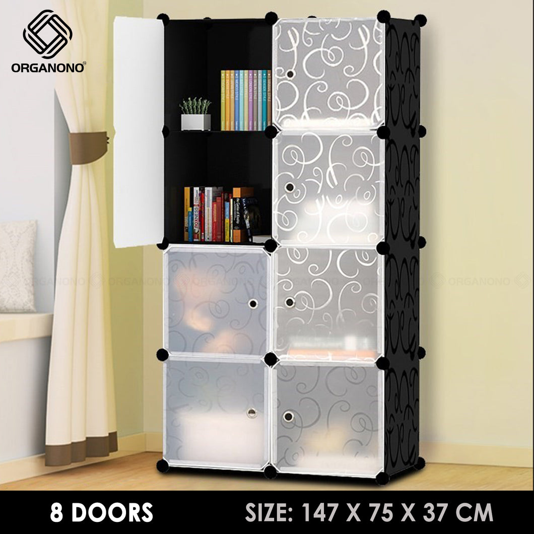 Organono DIY 8 Doors Multipurpose Cube Organizer Stackable Cabinet