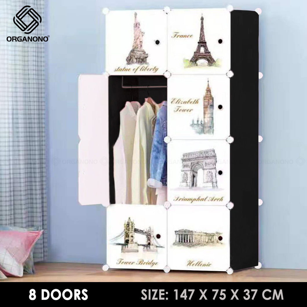 Organono DIY 4-8 Doors France Eiffel Tower Design Cabinet with Hanging Pole