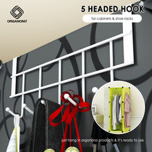 Load image into Gallery viewer, Organono Multipurpose Screwless Metal Hook 5 Headed Hanging Hook Cabinet Accessory
