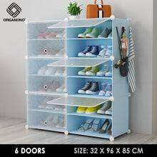 Load image into Gallery viewer, Organono DIY 2-30 Layers BLUE w/ MATTE FLORAL DOORS Shoe Organizer - Removable Layer
