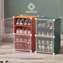 Load and play video in Gallery viewer, Organono DIY 2-48 Layers ORANGE w/ CLEAR DOORS Shoe Organizer - Removable Layer
