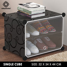 Load image into Gallery viewer, Organono DIY 2-30 Layers BLACK w/ CLEAR DOORS Shoe Organizer - Removable Layer
