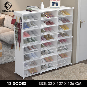 Organono DIY 2-30 Layers WHITE w/ CLEAR DOORS Shoe Organizer - Removable Layer