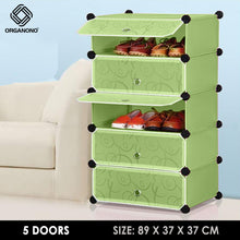 Load image into Gallery viewer, Organono DIY 3-21 Layers w/ MATTE FLORAL DOORS Stackable Shoe Organizer Cabinet - 35x17
