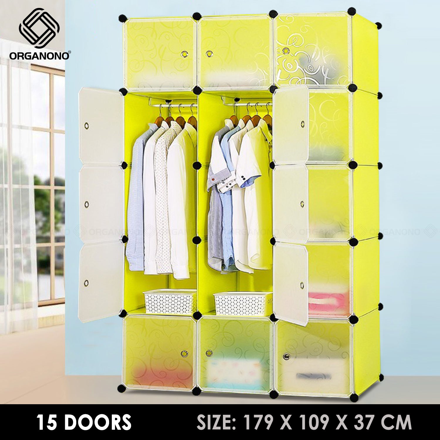 ORGANONO DIY Wardrobe Partition Bag Storage Cabinet Layer Shelf jmTA