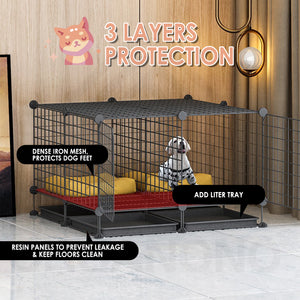 Organono DIY 6-24 Steel Net Multipurpose Pet Cage Stackable Play Pen with Extra Layer - 35cm