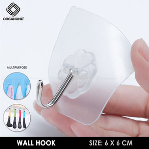 Organono Transparent Hook Wall Hanging Nail-free No Hole Hook Kitchen Bathroom Seamless Strong Hold Adhesive Hook