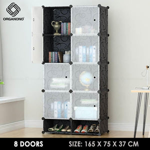 Organono DIY 6-16 Doors Multipurpose Cube Organizer Stackable Cabinet with Shoe Rack