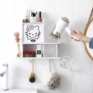 Organono Screwless DIY Bathroom Wall Hanging Make up Storage Toothbrush Holder Hair Blower Organizer Water Resistant Cabinet