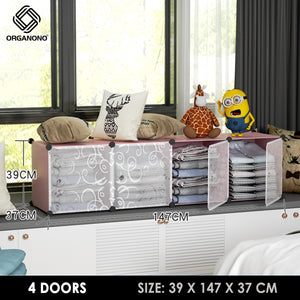 Organono DIY 2-5 Doors Multipurpose Cube Organizer Stackable Cabinet