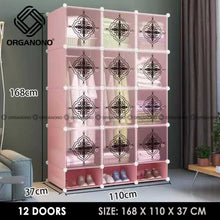 Load image into Gallery viewer, Organono DIY 2-12 Doors Multipurpose Abstract Stackable Cabinet with Hanging Pole &amp; Shoe Rack
