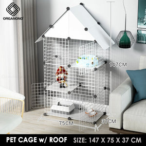 Organono DIY 1-4 Layer Steel Net Multipurpose Roof Pet Cage Stackable House Play Pen - 35cm